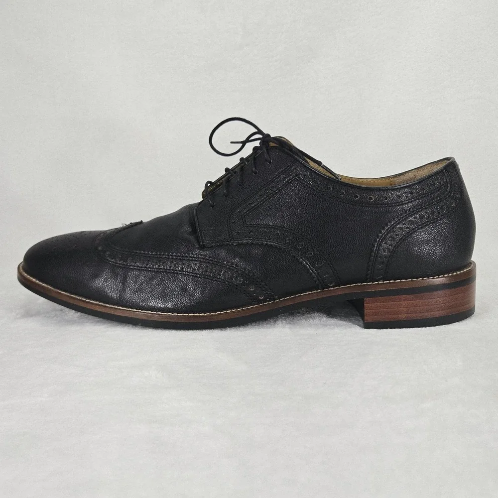 Cole Haan Shoes Mens 11.5 Black Wingtip Oxford Brogue Cap Toe Grand.OS Leather